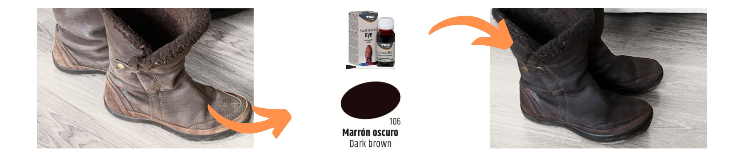 Hnědá Barva na semiš Suede  Nubuck Dye TRG Dark Brown 106-2